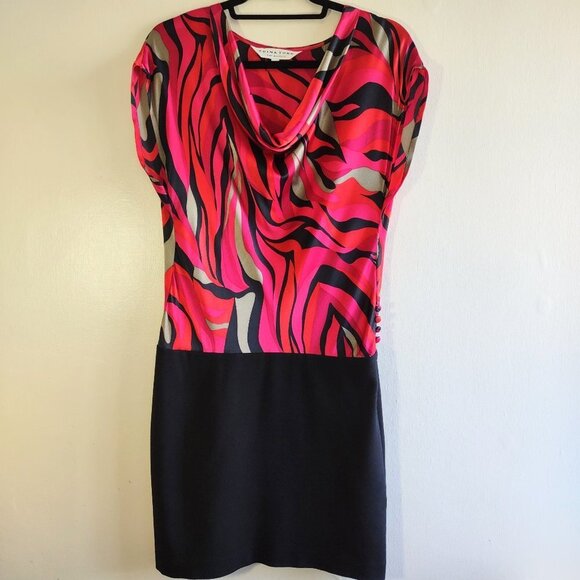 Retro Trina Turk Silk Dress Y2K Abstract Festival Disco Design  Size 6 Boho - Picture 1 of 7